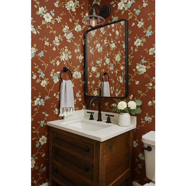 Vintage 1980s Brown Floral Wallpaper For Sale - Image 11 of 11