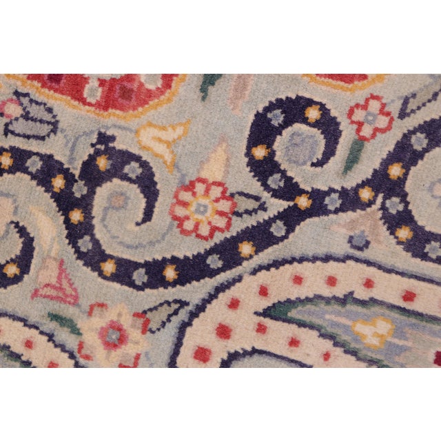Green Shabby Chic 1990's Pak-Persian Blue/Beige Wool Rug - 4'8'' X 7'1'' For Sale - Image 8 of 9