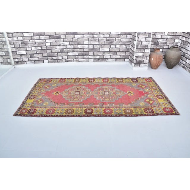 Handmade wool carpet in Turkish Anatolia , Vintage Oushak Rug,Turkish Vintage Anatolian Rug, Handmade wool Rug . One Of...