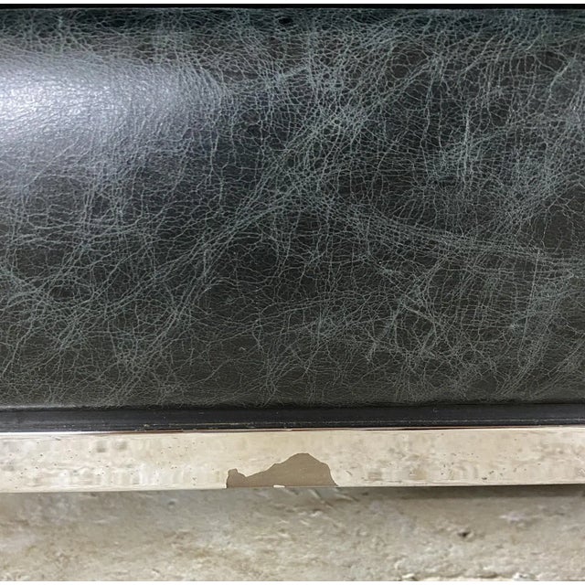 Mid 20th Century Modern Vintage Knoll Chrome Frame Sofa With Weathered Black Leather For Sale - Image 10 of 13