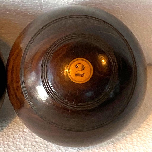 Victorian Collection of Three Large Scottish Thomas Taylor Lignum Vitae Lawn Balls For Sale - Image 3 of 9