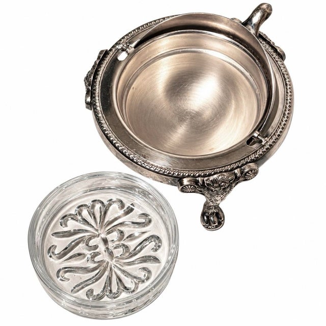 Vintage f.b. Rogers Silver Caviar Dome Dish Lion Paw Feet Ornate For Sale - Image 9 of 10