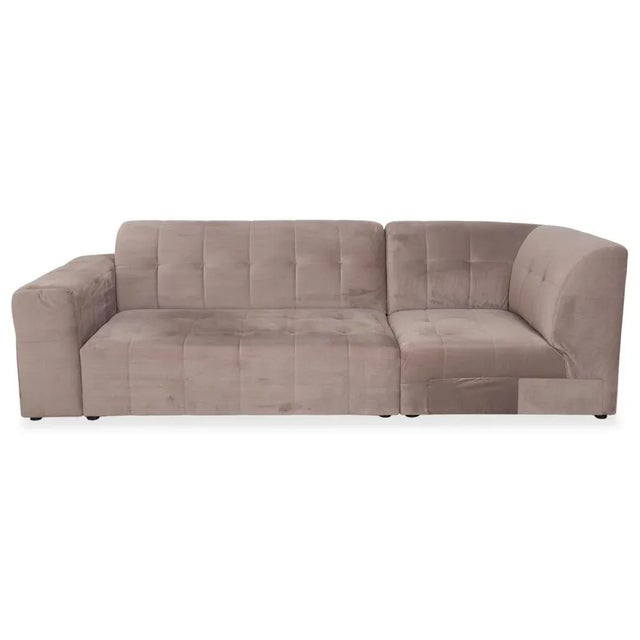 Bloom Velvet Fabric Three-Seater Light Grey Beige Taupe Sofa by Iconx Studios For Sale - Image 11 of 11
