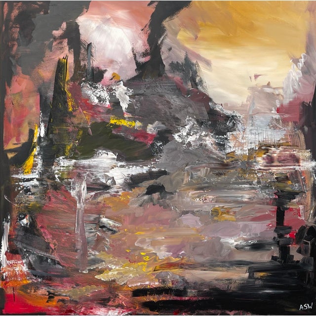 Black Yellow & Red Abstract Expressionist Art by Contemporary British Artist 2022 For Sale