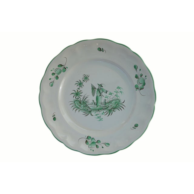 1980s French Chinoiserie St Clément Faience Dinner Plates East Wind Pattern - Set of 8 For Sale - Image 12 of 18