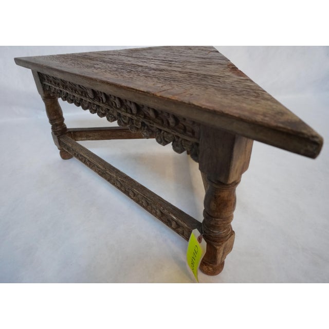 Low Beautifully Carved Wood Corner Table For Sale - Image 13 of 16
