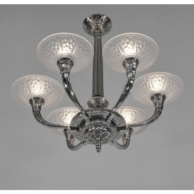 1930s French Art Deco Chandelier by Ranc & Muller Freres 1930 France For Sale - Image 5 of 13