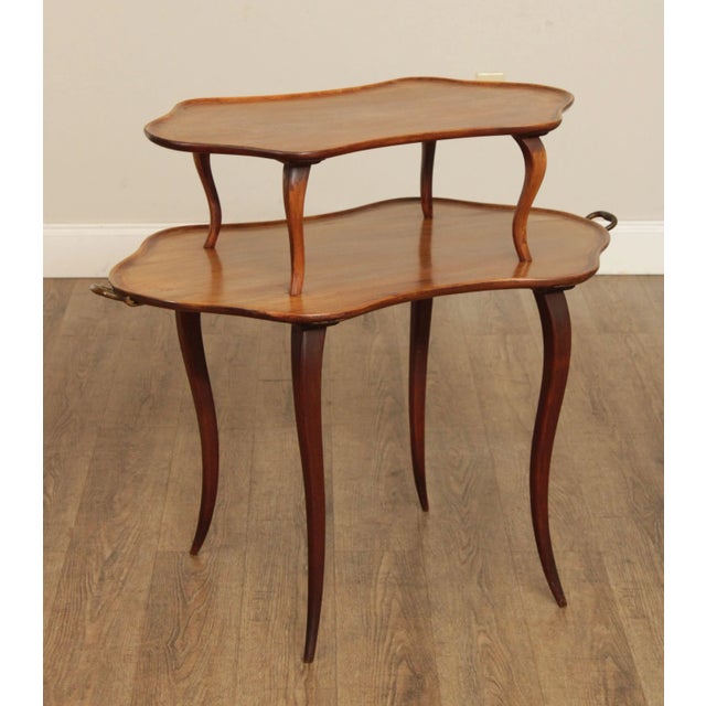 High Quality Two Tier Solid Mahogany Serving Side Table on Cabriole Legs