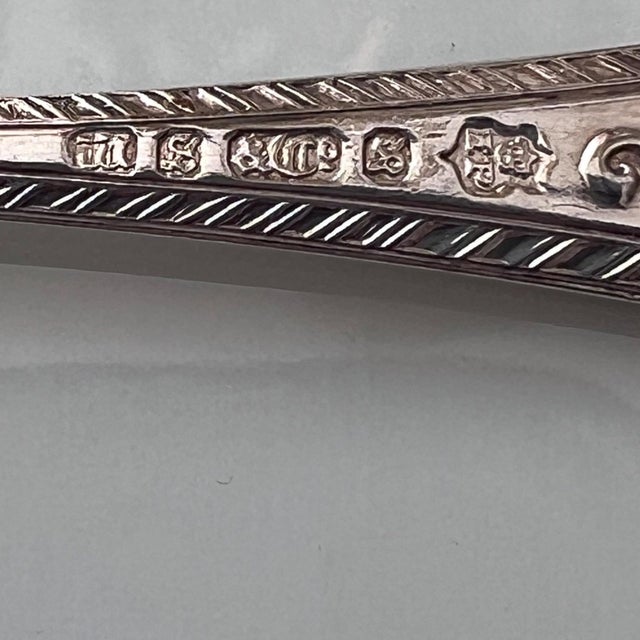 Antique Set of 12 demitasse spoons and sugar tongs in original satin-lined case // hostess gift // coffee service // rococo // shell motif For Sale - Image 18 of 18