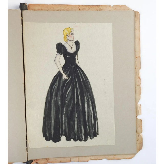 Vintage 1930's Fashion Illustration Portfolio For Sale In San Antonio - Image 6 of 8