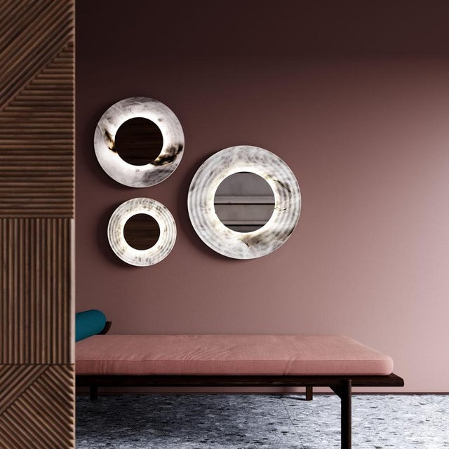 Not Yet Made - Made To Order Mirror Disc Small Wall Lamp by United Alabaster For Sale - Image 5 of 6