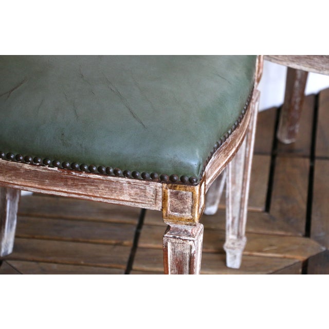 Set of Four Italian Neoclassical Dining Chairs With Green Leather Seats, Circa 1930s For Sale - Image 9 of 18
