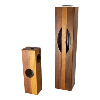 Mid-Century Modern Black Walnut Flower Bud Vases For Sale