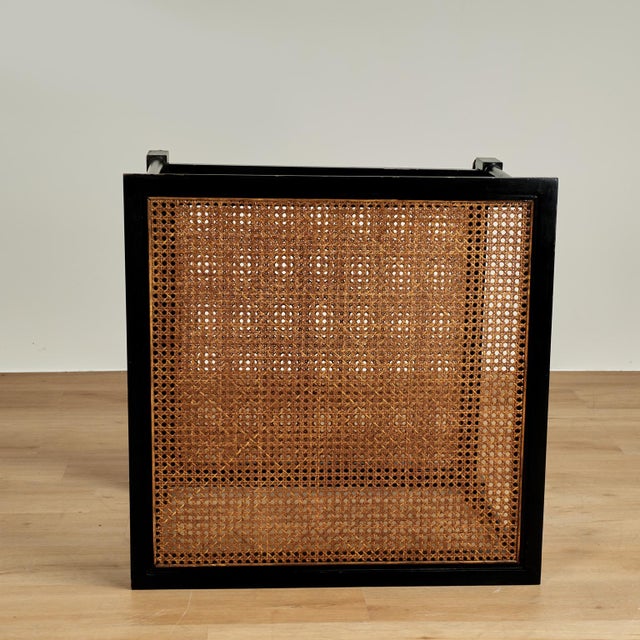 Vintage British Colonial Style Two Tiered Caned Stand or Table For Sale - Image 12 of 12