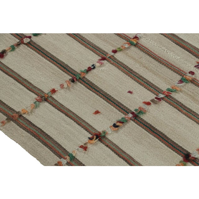 1950s 1950s Vintage Afghani Tribal Kilim Textural Rug With Stripes For Sale - Image 5 of 7
