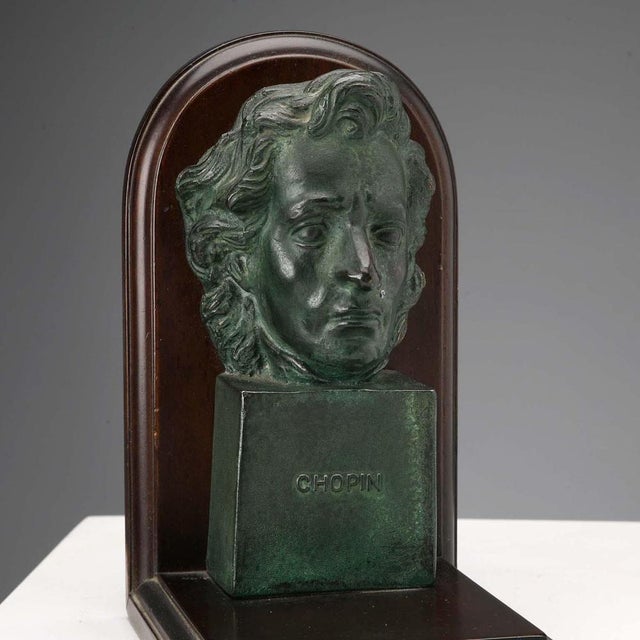 Bronze and Wood Bookends, Set of 2 For Sale - Image 6 of 11