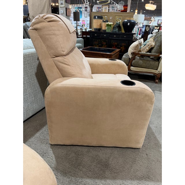 Sink into effortless comfort with this classic Barcalounger recliner, upholstered in a soft beige microfiber fabric that...
