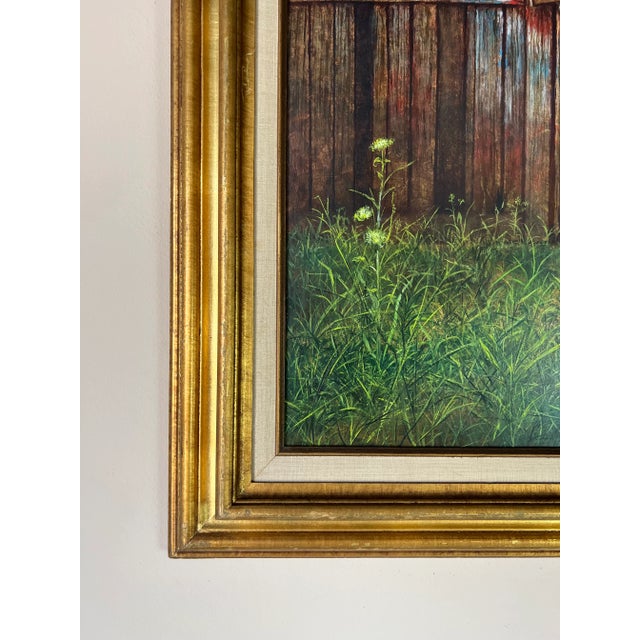 Wood 70's Charles Joh Duch " Jug - Barn Door " Oil Painting For Sale - Image 7 of 12