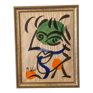 1970s Peter Keil Abstract Portrait Painting ~ Framed For Sale