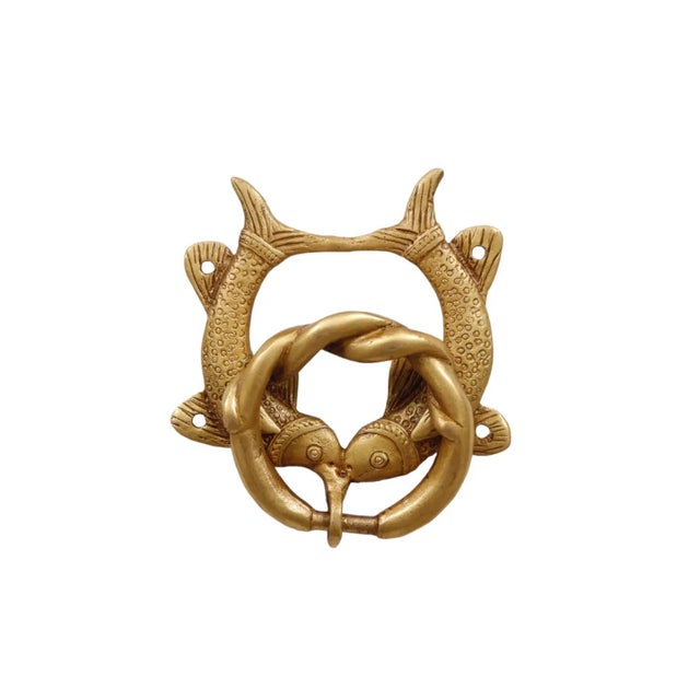 Double Fish Brass Door Knocker For Sale - Image 4 of 4