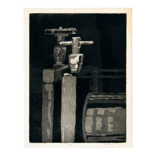 "Press" - Artist's Proof Etching in Ink on Paper by Doris Warner For Sale