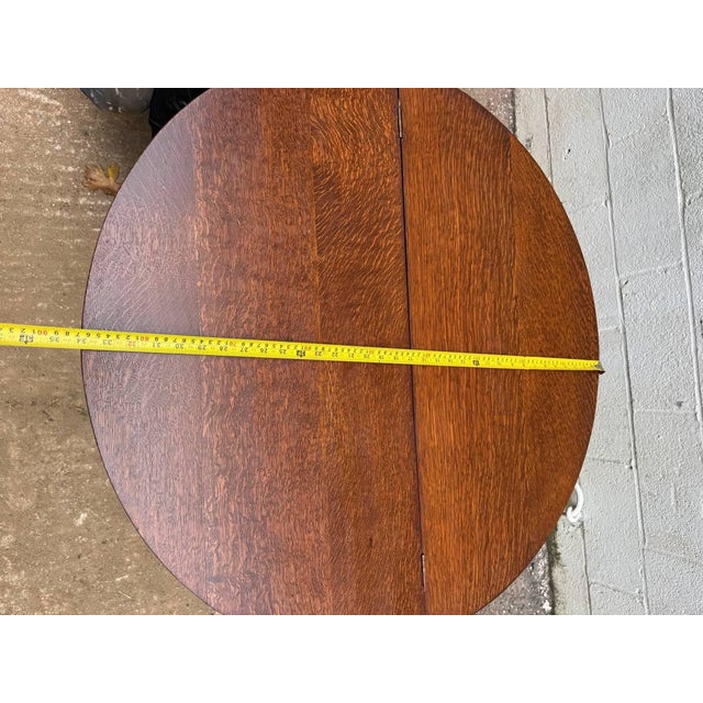 Antique Half Moon Tiger Oak Demi Lune Single Drawer Console Table For Sale - Image 14 of 15