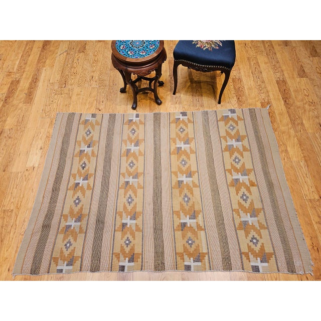 American Vintage Native American Navajo Chinle Rug, Handwoven Wool, Banded Stripe Design, 4x6 For Sale - Image 3 of 13