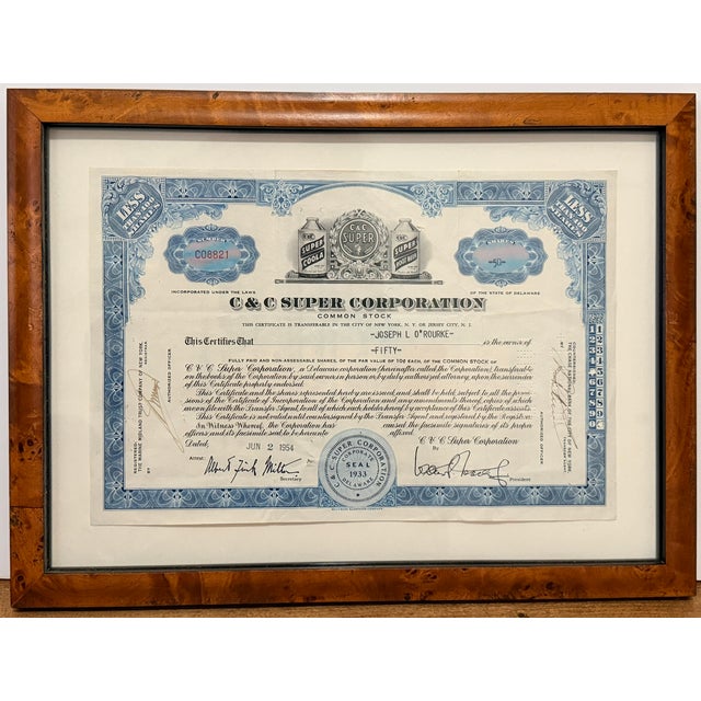 American Vintage American Stock Certificates in Matching Wood-Tone Frames — Set of 3 For Sale - Image 3 of 3