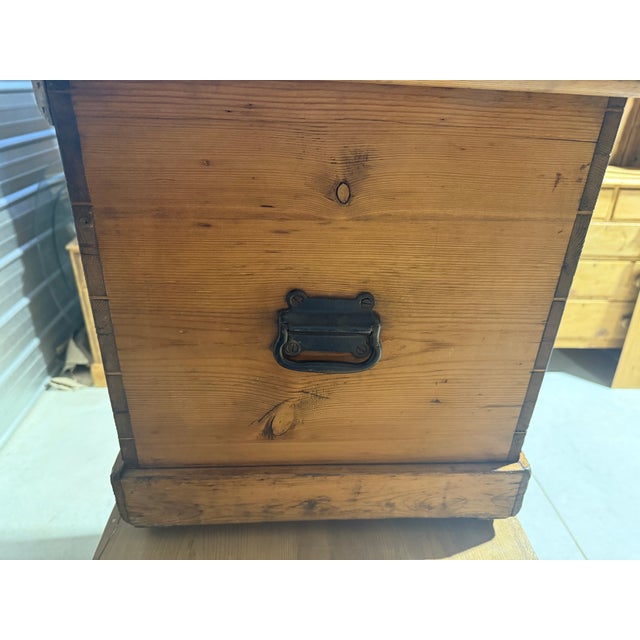 Wood Antique Pine Trunk / Blanket Box From England For Sale - Image 7 of 18