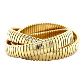 Late 20th Century Sidney Garber, 18k Yellow Gold Rolling Bangle Bracelet For Sale