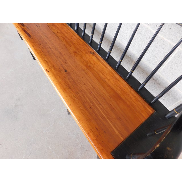 Late 20th Century L Hitchcock Harvest Stenciled Black Country Bench 72"w For Sale - Image 5 of 17