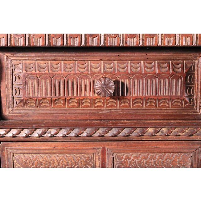 Brown Antique Baroque Style Walnut Credenza For Sale - Image 8 of 13