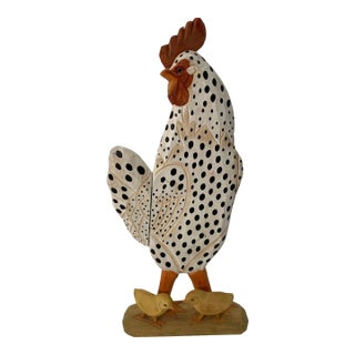 Folk Art Spotted Chicken With Chicks For Sale