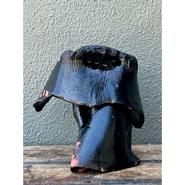 Black Vintage Ceramic Abstract Sculpture For Sale - Image 8 of 12