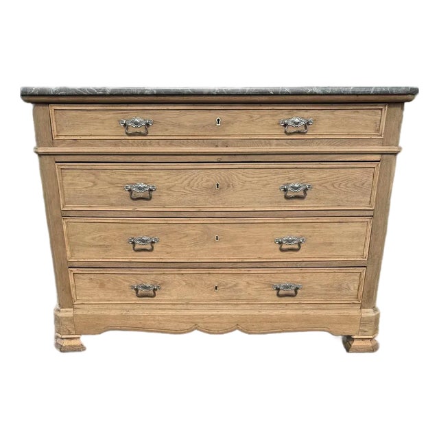19th Century French Louis Philippe Bleached Marble Top Chest of Drawer / Commodes For Sale
