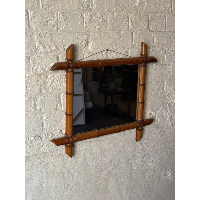 Antique French Faux Bamboo Wall Mirror, 1900s For Sale - Image 4 of 7