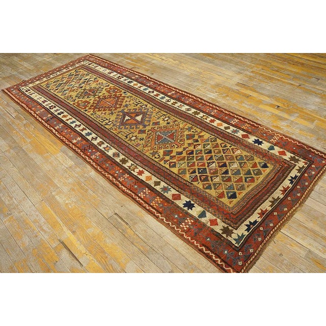 1880s Goldenord Diamond Tribal Antique S. Caucasian Carpet 3'6'' X 8'9'' Knotted Wool Runner Rug For Sale - Image 12 of 12