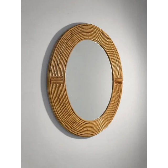 Woven Wicker Wall Mirror attributed to Adrien Audoux & Frida Minet, France, 1950s For Sale - Image 11 of 11