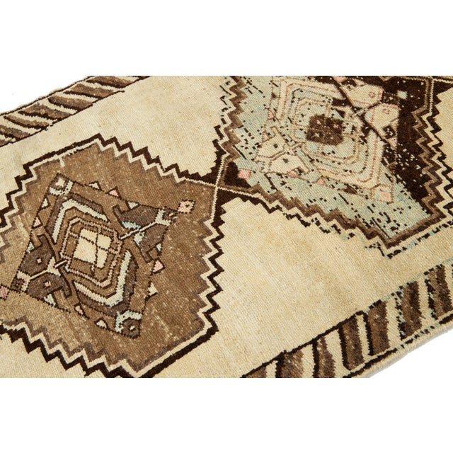 Beige Antique Malayer Persian Wool Runner With Tribal Design For Sale In New York - Image 6 of 7