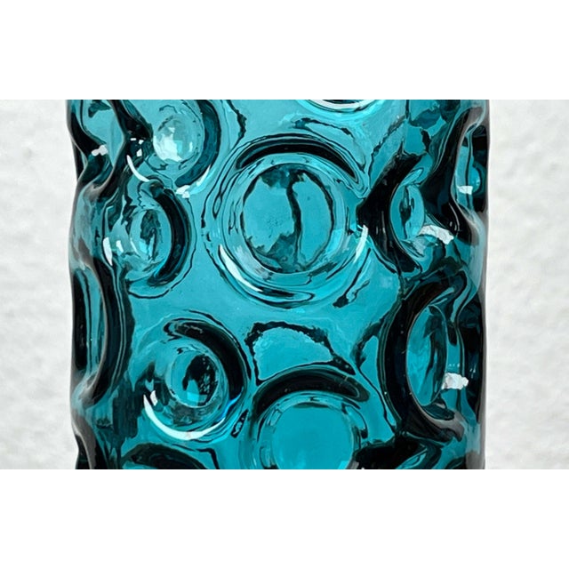 Mid-Century Modern Space Age Blue Bubble Glass Vase by Wilhelm Braun-Feldweg for Hirschberg, Germany, 1960s For Sale - Image 9 of 16