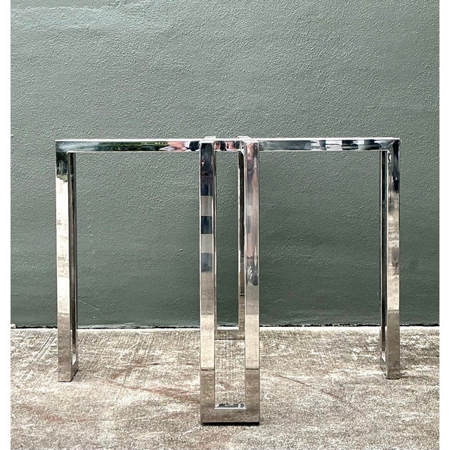 Metal Vintage Polished Chrome Table Pedestal For Sale - Image 7 of 12