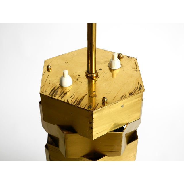 Large Brass Table Lamp with an Illuminated Base by Vereinigte Werkstätten, 1960s For Sale - Image 16 of 18