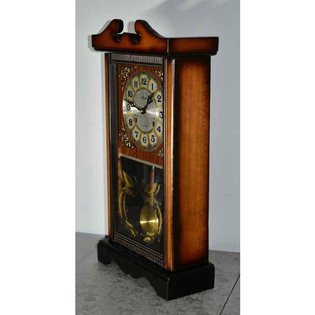Vintage Alaron Regency Style Wall/Mantel Clock W/Pendulum and Key For Sale - Image 12 of 12