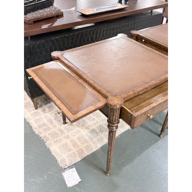 Animal Skin Late 20th Century Pair of Kreiss Louis XVI Style Leather Top Writing Tables For Sale - Image 7 of 10
