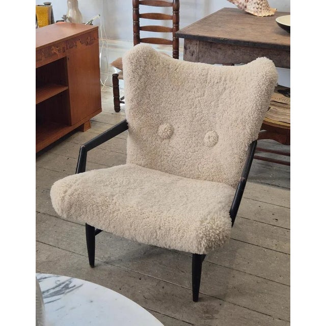 Swedish Modern Easy Chair in Sheepskin from Svante Skogh, 1950s For Sale - Image 3 of 10