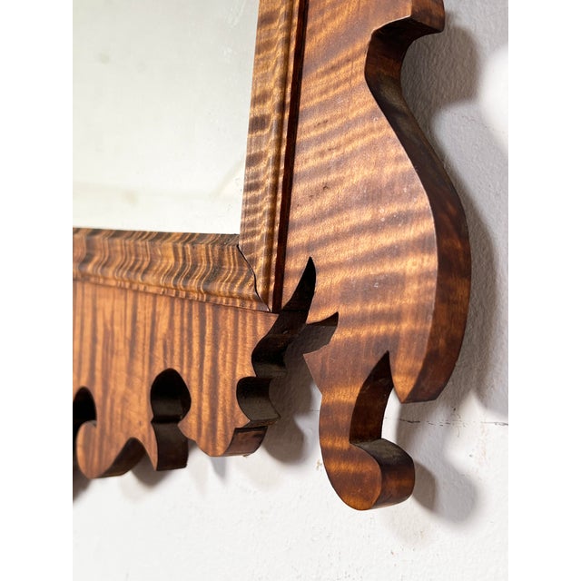 1980s Bespoke Chippendale Style Wall Mirror in Tiger Maple by Armand LaMontagne For Sale - Image 5 of 6