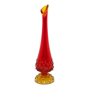 Fenton Amberina Hobnail Swung Glass Vase, 9 Inch