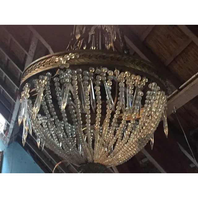1860's French Empire Chandelier in Bronze With Crystal Accents For Sale - Image 4 of 12