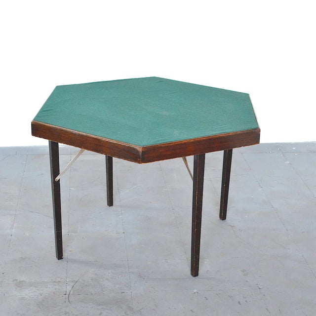 Hexagonal Folding Card Table from Fratelli Zari Milano, 1950s For Sale - Image 10 of 10