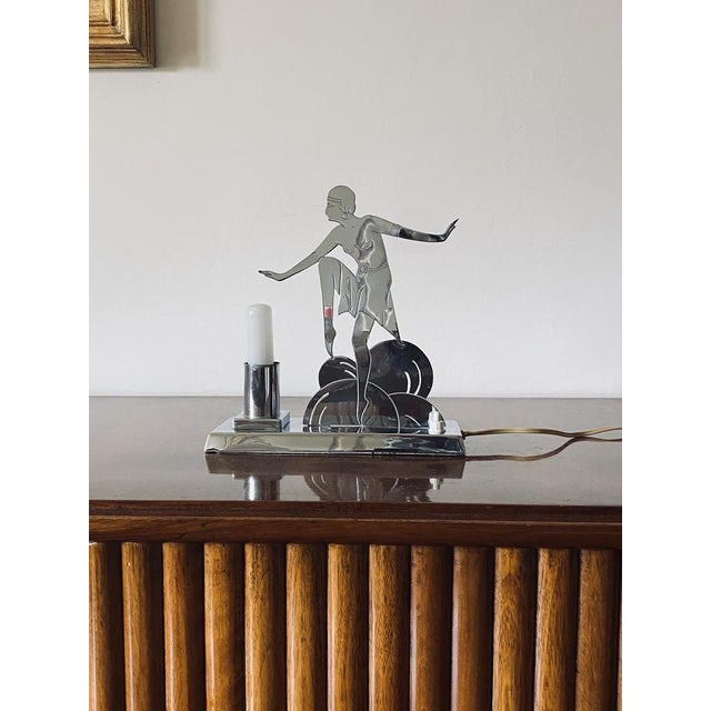 Art Déco table / desk lamp by French lighting manufacturer’s LW Paris. Cubist shaped Charleston Dancer. France, Circa...